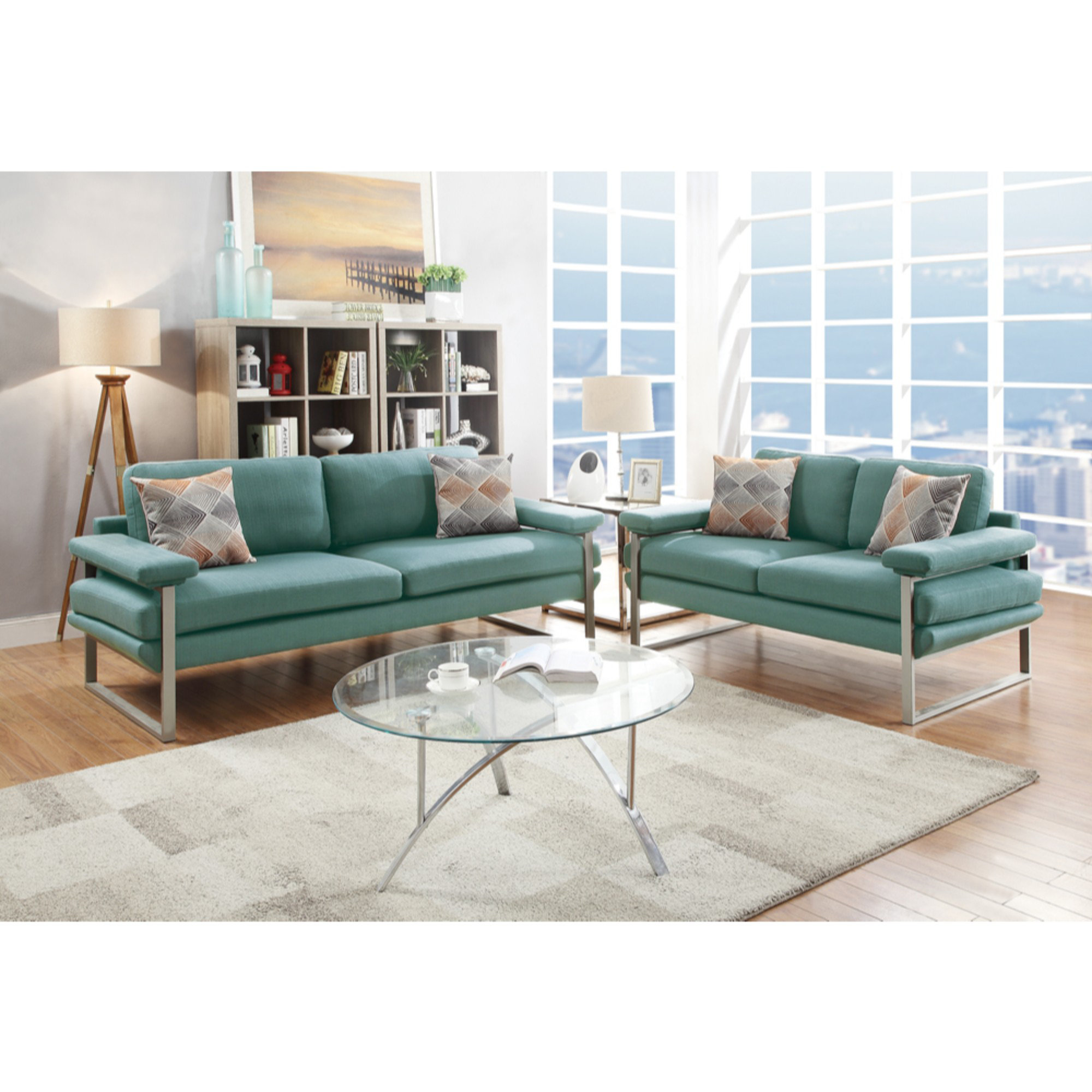 Orren Ellis Plushed Polyfiber 2 Pieces Sofa Set In Dark Grey Orren Ellis Plushed Polyfiber 2 Pieces