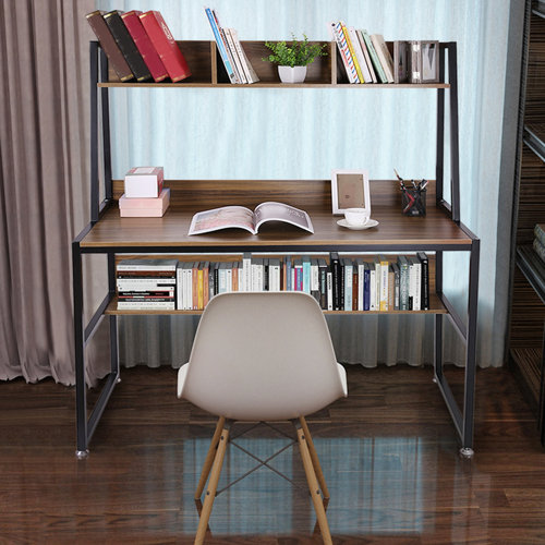Inbox Zero Computer Desk With Bookshelf 47-Inch Home ...
