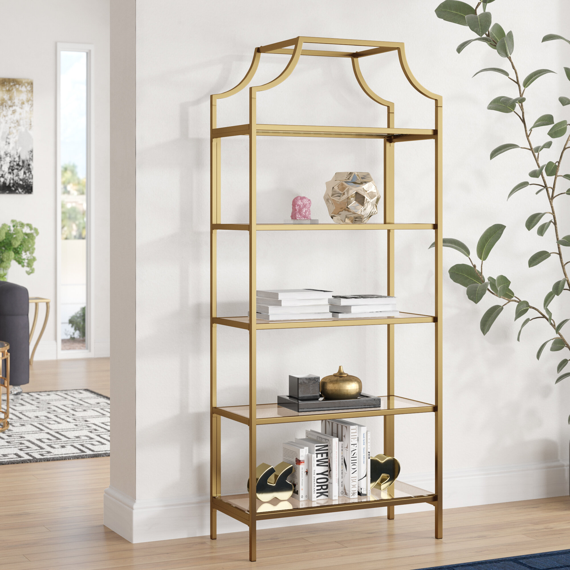 Mistana Damon Metal Etagere Bookcase Reviews Wayfair