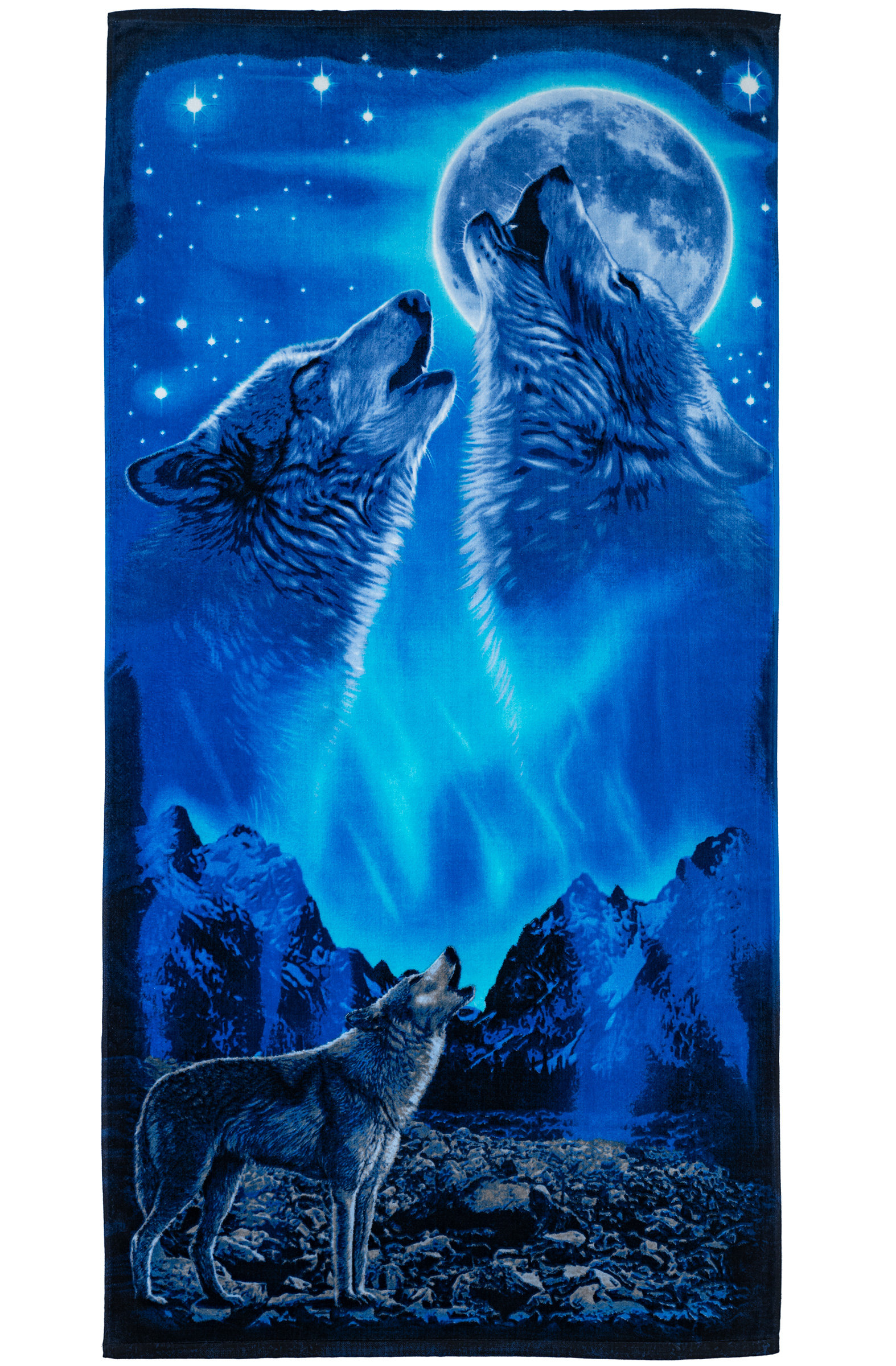 Trinx Wolves Howling Moon 100 Cotton Beach Towel Wayfair