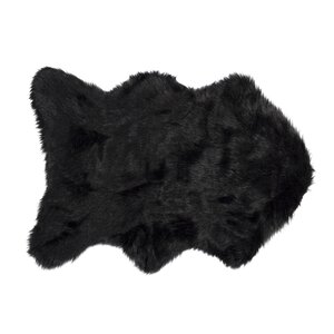 Shayne Black Faux Sheepskin Area Rug