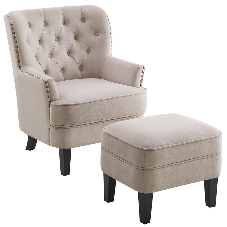 Elroy 32'' Wide Tufted Wingback Chair and Ottoman