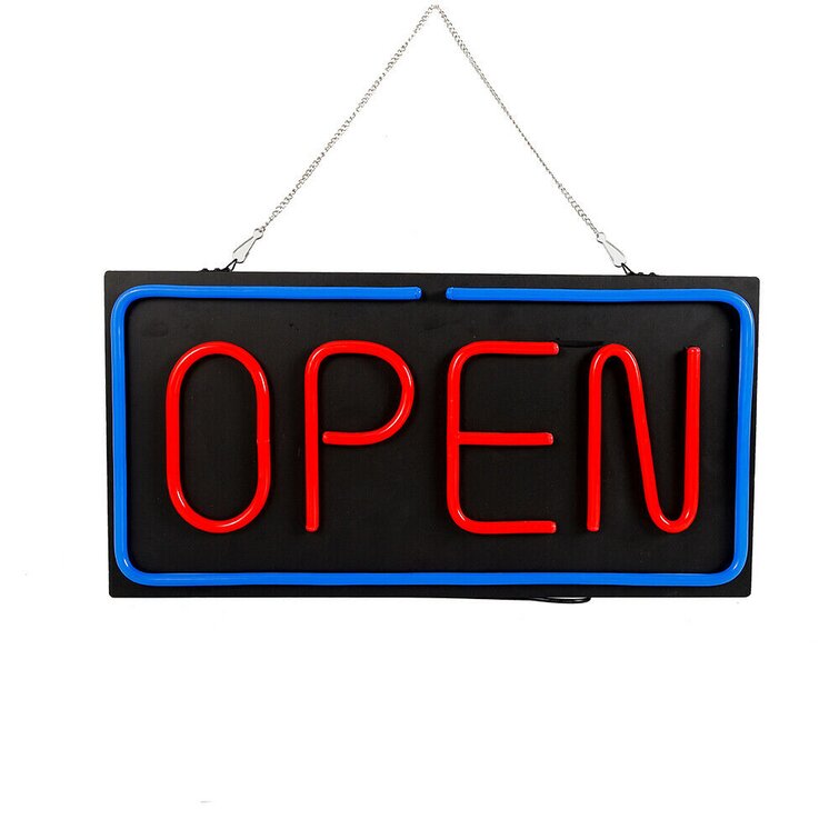 Top Neon Open Sign 24x12 inch Led Light 30W Horizontal Decorate Business US Soon