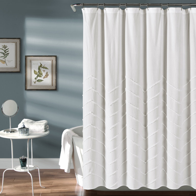 Maya 100 Cotton Chenille Chevron Shower Curtain Reviews Allmodern