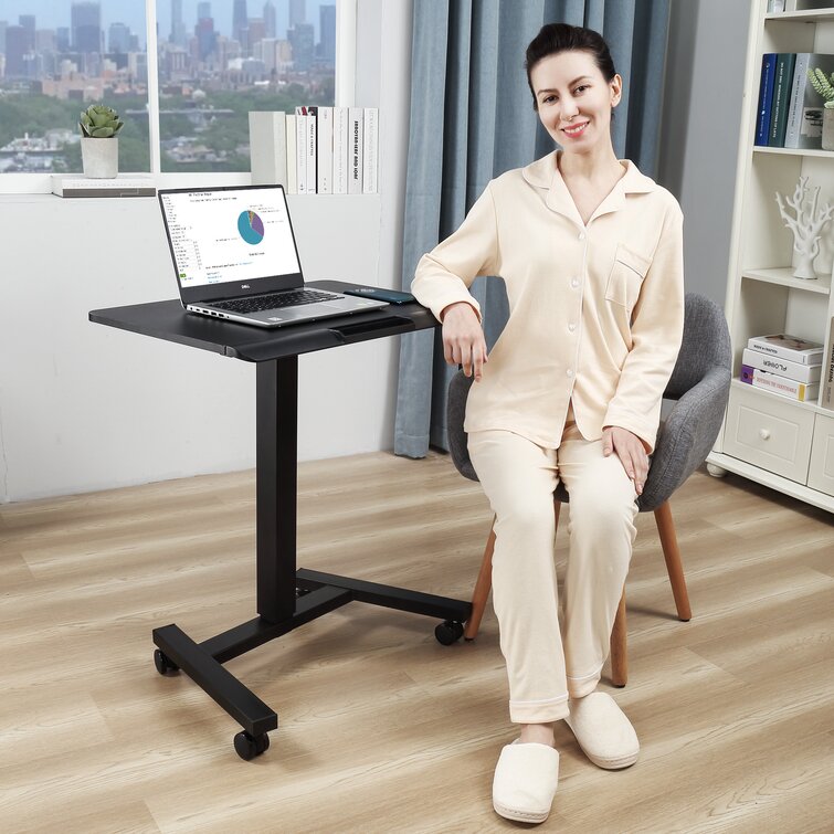 Mobile Rolling Laptop Desk Cart Stand Height Adjustable Computer Table With whee 