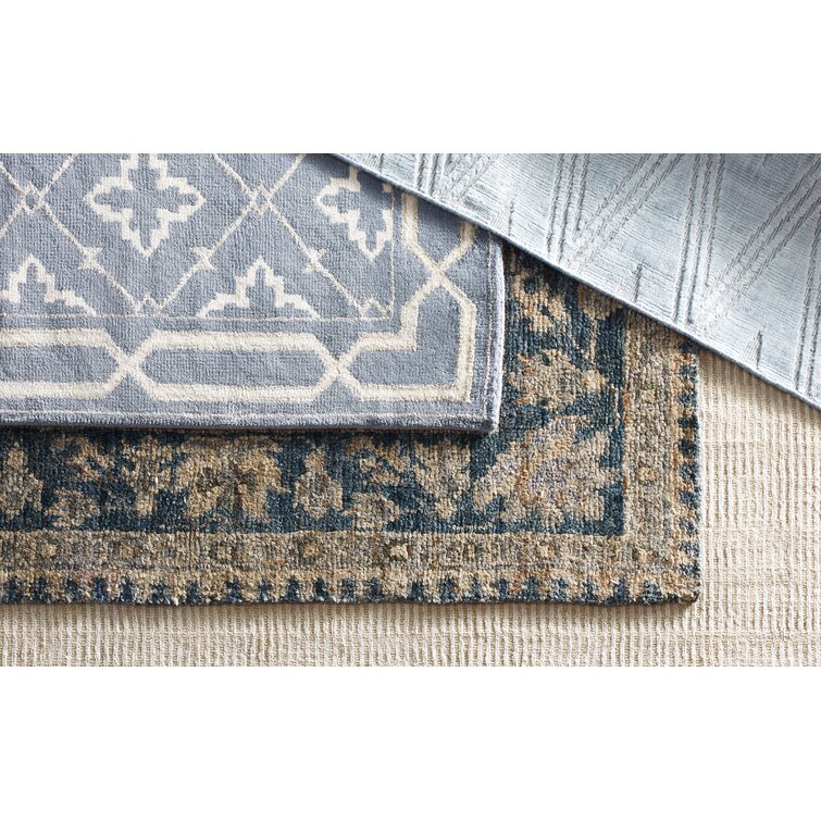 5' x 8' Safavieh Mosaic Collection MOS163A Hand-Knotted Premium Wool & Viscose Area Rug Blue Beige 