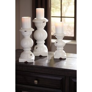 Rustic 3 Piece Ceramic Candlestick Set