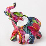 Longwell Tropical Floral Elephant Figurine