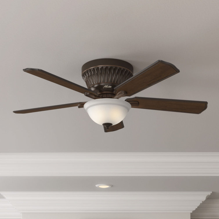 Hunter Fan 54 Chauncey 5 Blade Flush Mount Ceiling Fan With Remote Control And Light Kit Included Reviews Wayfair