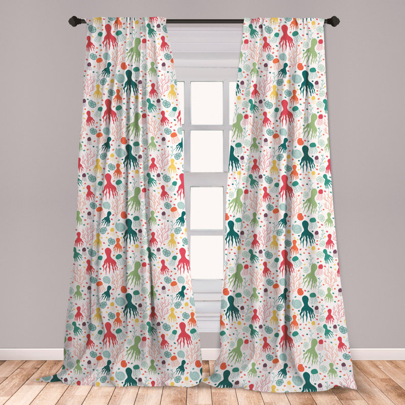 Garden Themed Microfiber Curtains 2 Panel Set Living Room Bedroom in 3 Sizes
