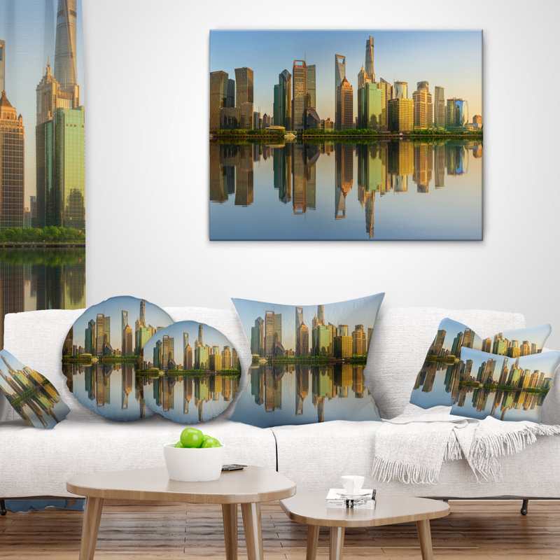 East Urban Home Cityscape Shanghai Huangpu River At Sunset Lumbar Pillow Wayfair