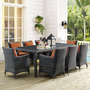 Go to store & view more images Keiran 9 Piece Dining Set with Sunbrella Cushions by Brayden Studio