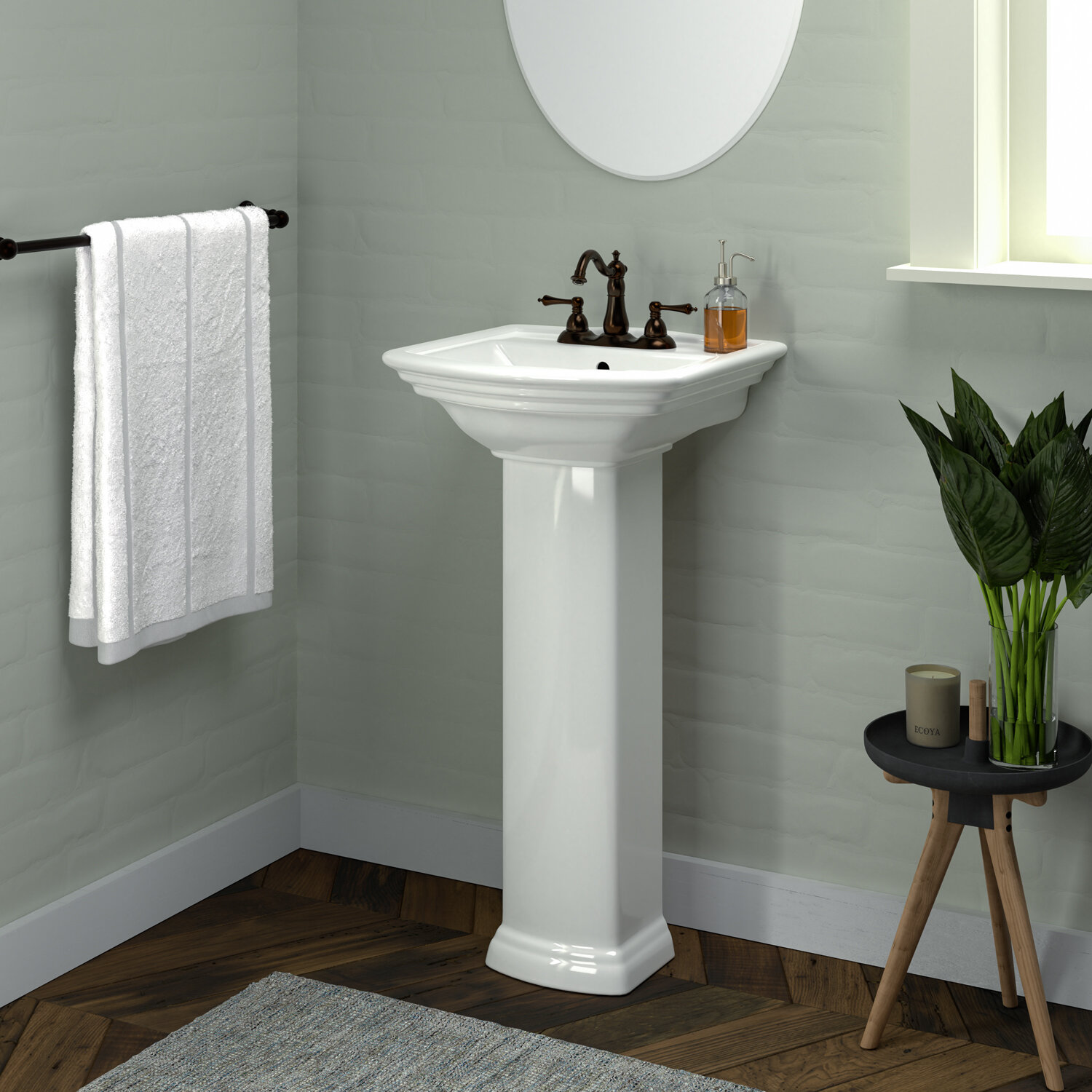 Barclay 2738 Tall White Vitreous China Rectangular Pedestal Bathroom Sink With Overflow Reviews Wayfair