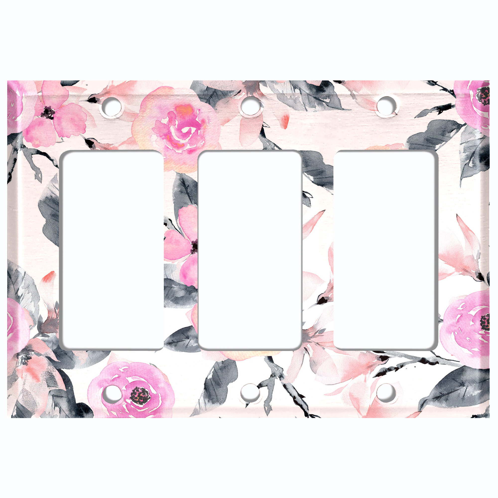 Roses & Flourish Triple Rocker Wall Plate Resin  French Country 