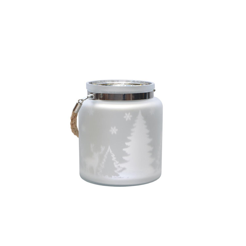 Northlight 6 Reindeer Tree Silhouette Mercury Glass Decorative Christmas Pillar Candle Holder With Handle Wayfair