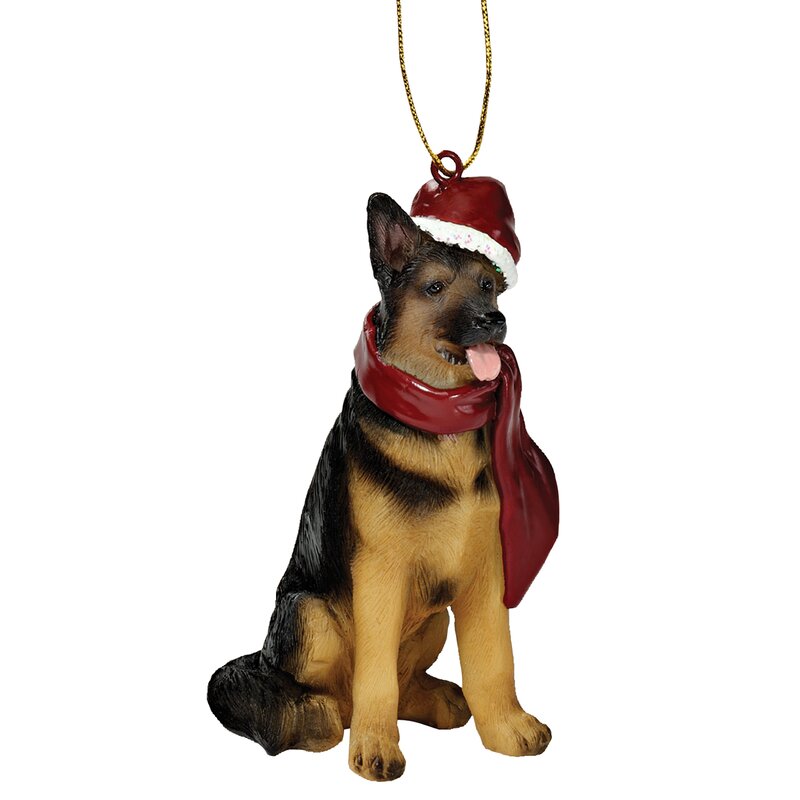 Design Toscano German Shepherd Holiday Dog Ornament Sculpture