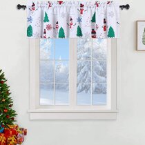54 x 18 inch One Panel Winter Snowflakes Top Rod Pocket Kitchen Valance for Windows Curtains for Living Room Bedroom Cafe Window Treatment Red Truck Christmas Tree Elk Curtain Valance