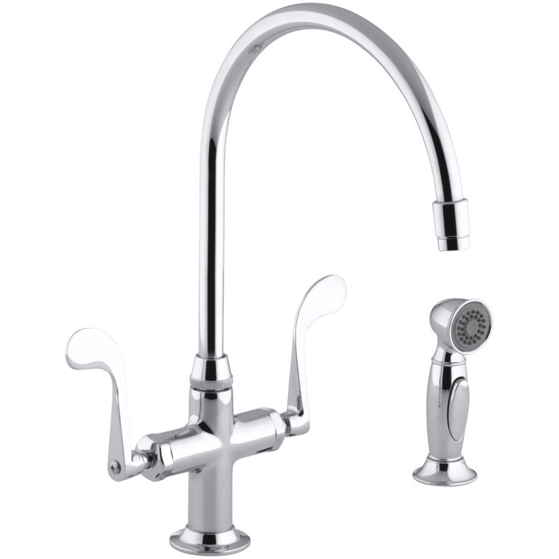 Kohler Essex Glass Single Hole Double Handle Kitchen Faucet With 9