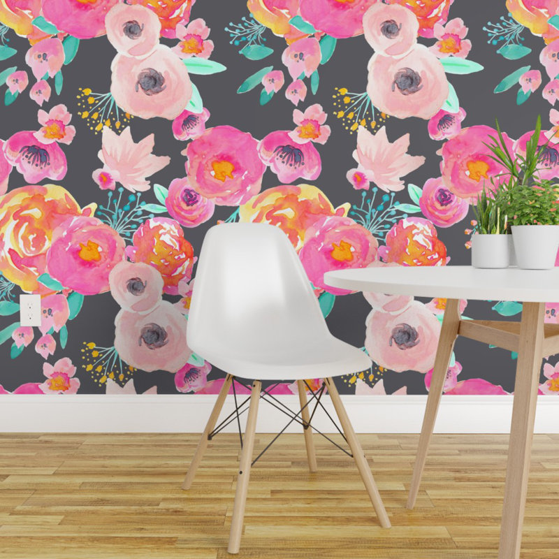 Ebern Designs Erfan Bold Floral Removable Peel And Stick Wallpaper