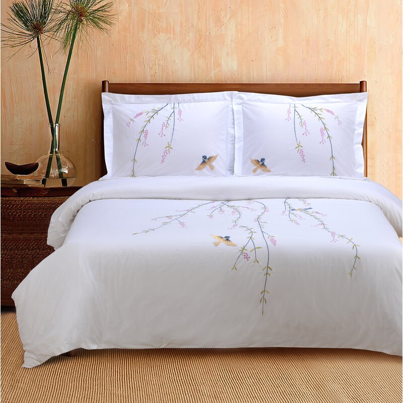 World Menagerie Gerhardina 3 Piece Embroidered Duvet Cover Set