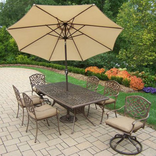 Go to store & view more images Mississippi 7 Piece Dining Set with Cushions by Oakland Living