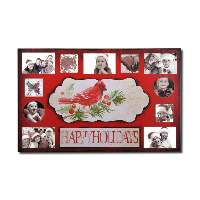 Adecotrading 11 Opening Decorative Painted Pine Bird And Berry Wall Hanging Collage Picture Frame Wayfair