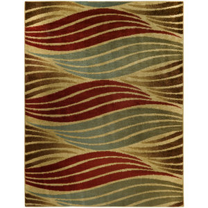 Pasha Maxy Home Striped Wave Contemporary Ivory Area Rug