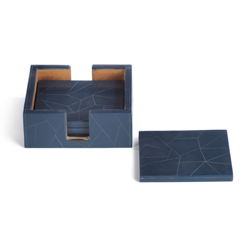 Brayden Studio Marella Resin 5 Piece Coaster Set With Holder Wayfair