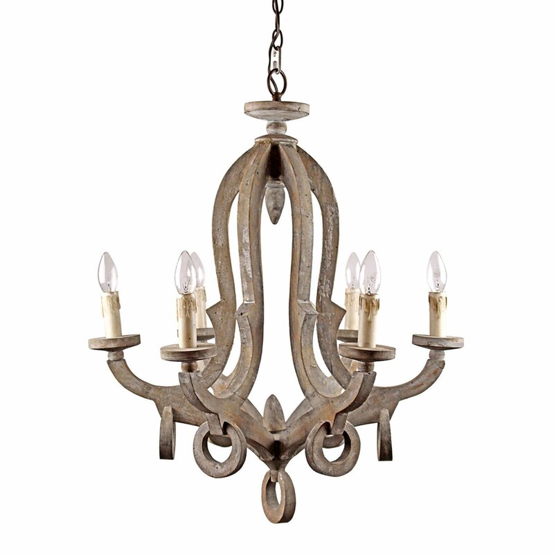 Rustic wood candle style chandelier