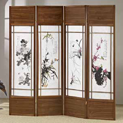Courtdale 68" W x 70" H 4 Panel Solid Wood Folding Room Divider