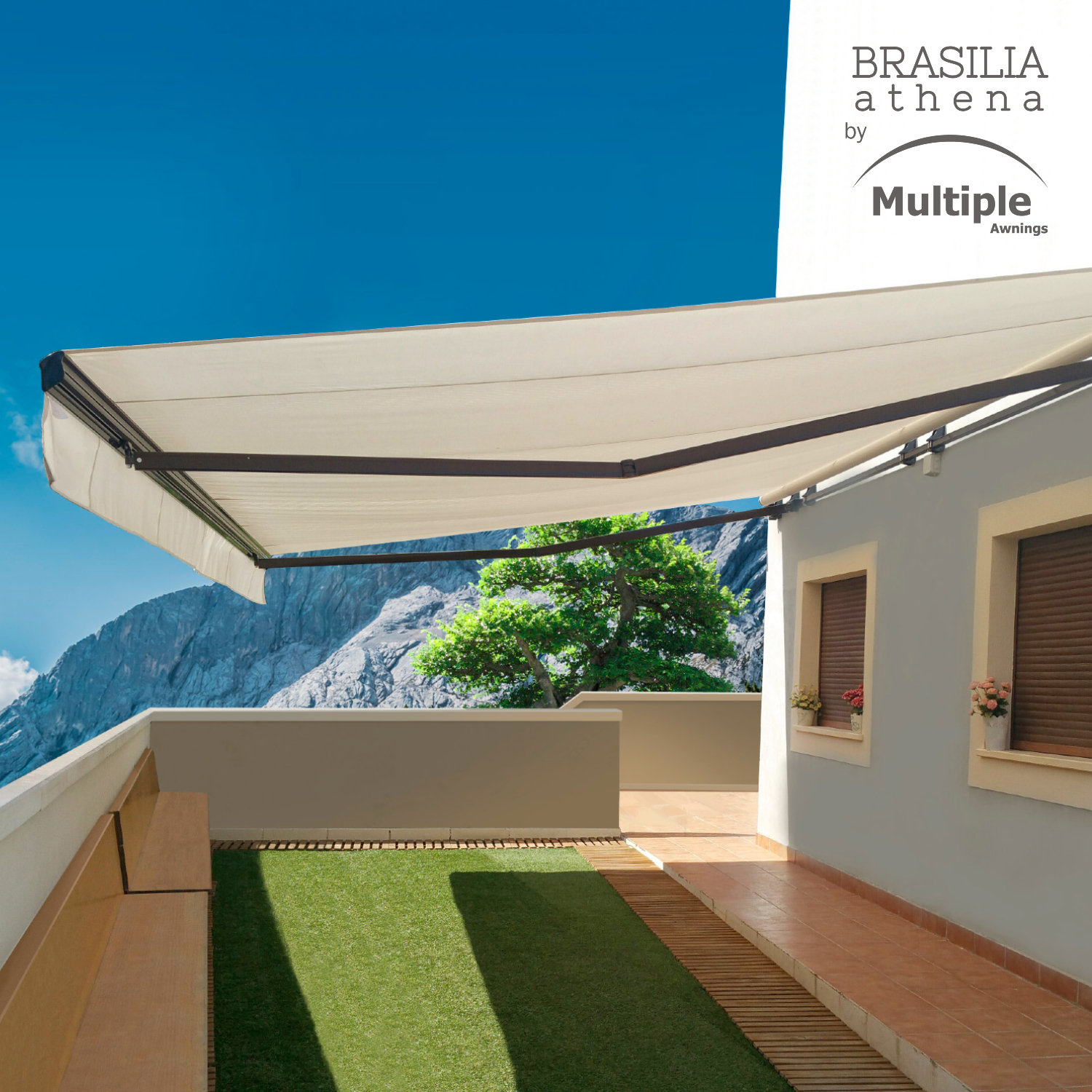 Multiple Awnings MANBrasilia Slim White Full Cassette Woven Acrylic
