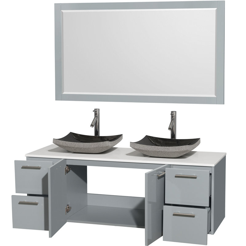 Wyndham Collection Amare 60" Wall-Mounted Double Bathroom ...