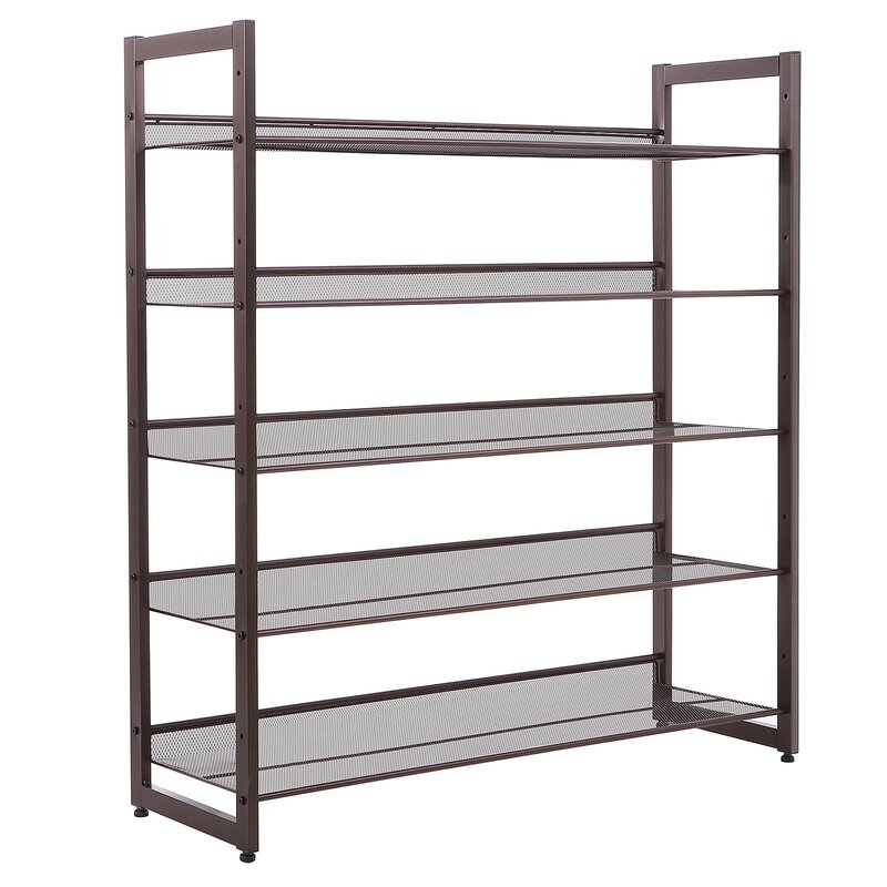 Rebrilliant 5 Tier Metal Adjustable To Flat Or Slant Stackable Shoe Rack Reviews Wayfair