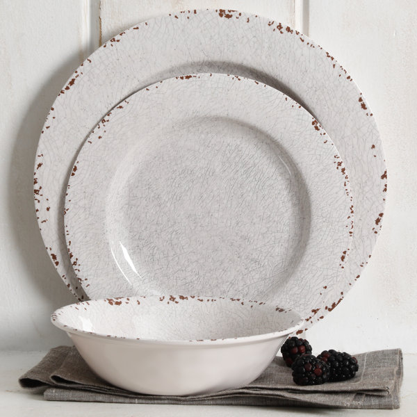 Cobalt Blue 12-Piece Dish Crackle Design Dinnerware Set Break Resistant Dishes