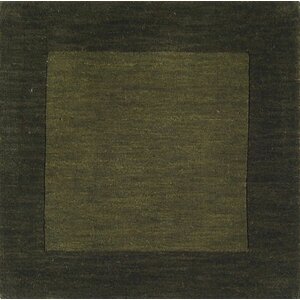 Bradley Dark Green Border Area Rug