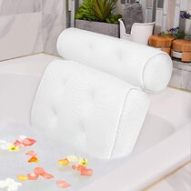 3D Mesh White Bath Pillow Mat 10 Suction Cups Kids for Adult Bath Mat Pillow 