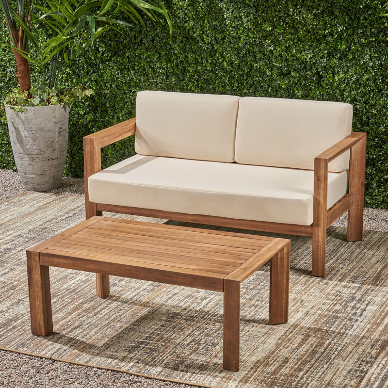 Gracie Oaks Cureton Outdoor 2 Piece Sofa Seating Group With