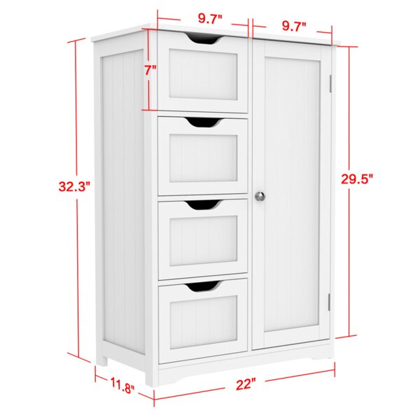 Gracie Oaks Jalieah 22'' W x 32'' H x 11.8'' D Free-Standing Bathroom ...