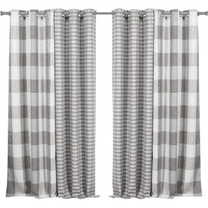 Milieu Plaid and Striped Blackout Thermal Curtain Panels (Set of 2)