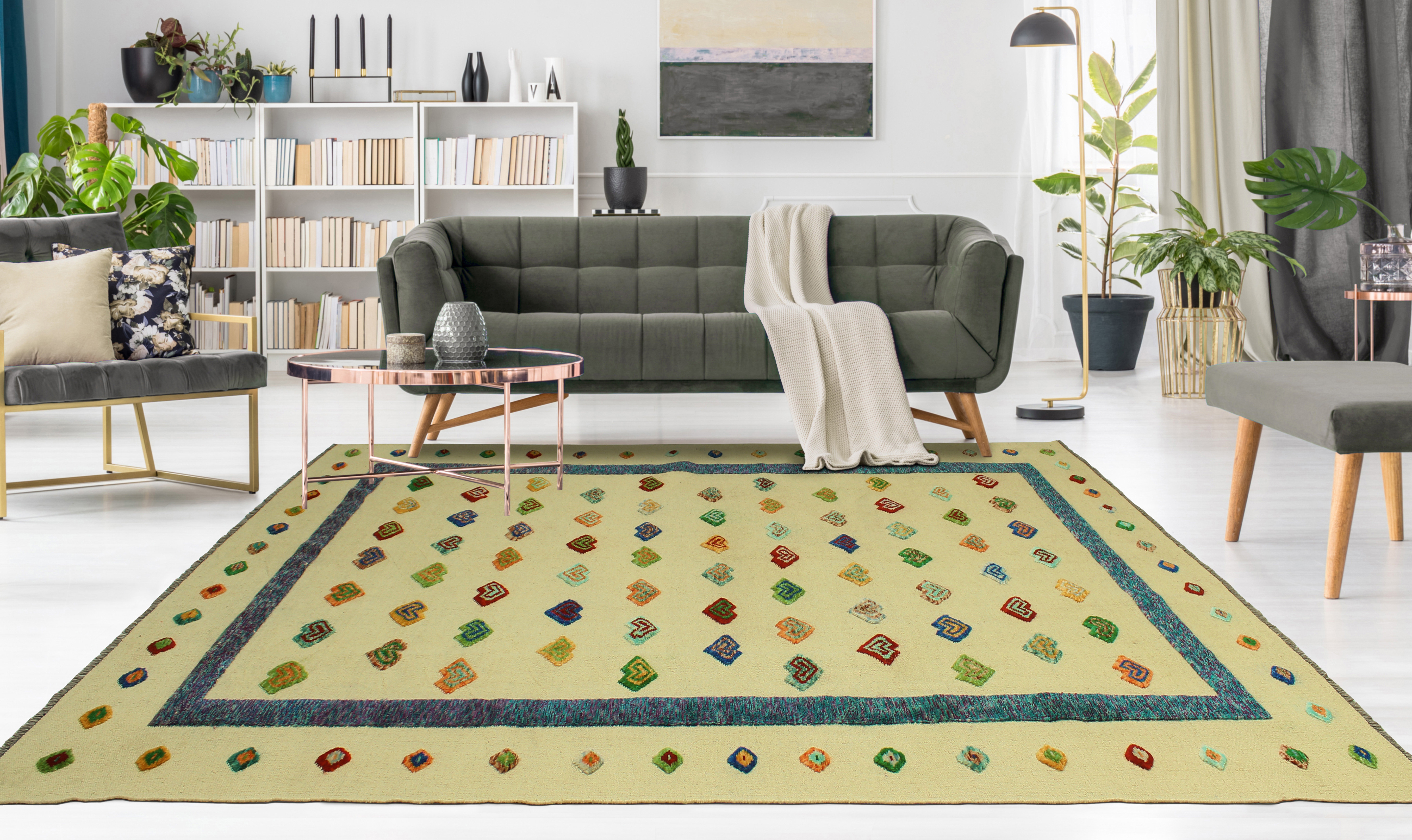 Isabelline One-of-a-Kind Alverson Hand-Knotted 6'9" X 9'8" Wool Area Rug in  Beige/Green | Wayfair