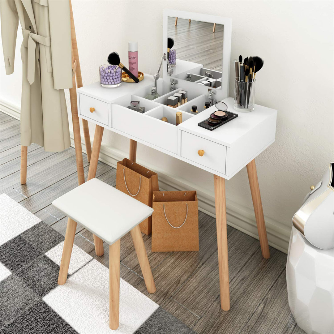 Norden Home Schminktisch-Set Grafton mit Spiegel