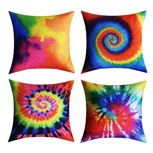 Indian Mandala Tie Dye 4 Pcs Set Of 16" Pillow Cover Sofa Decor Cushion Covers