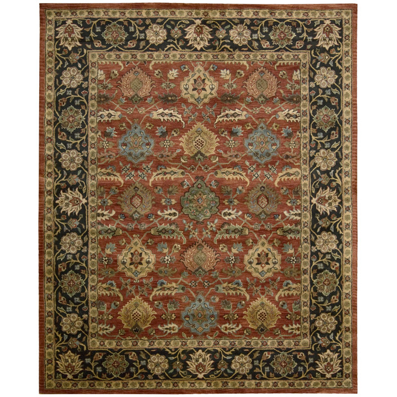 Astoria Grand Bassham Hand Tufted Wool Brick Red Ebony Black Area Rug Reviews Wayfair