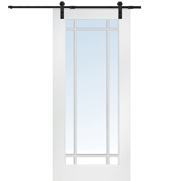 Verona Home Design Glass Wood Primed Mdf Interior Barn Door With