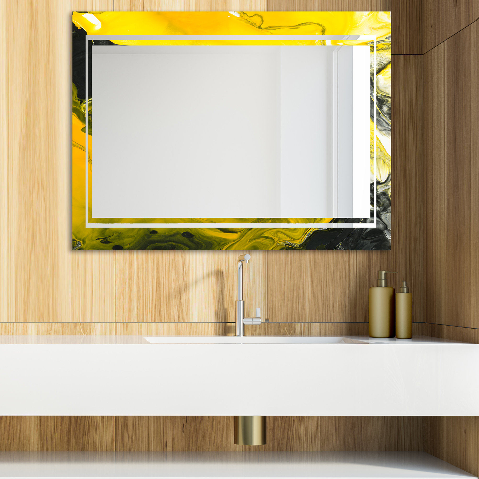 East Urban Home Marbled 14 Modern & Contemporary Bathroom/Vanity Mirror