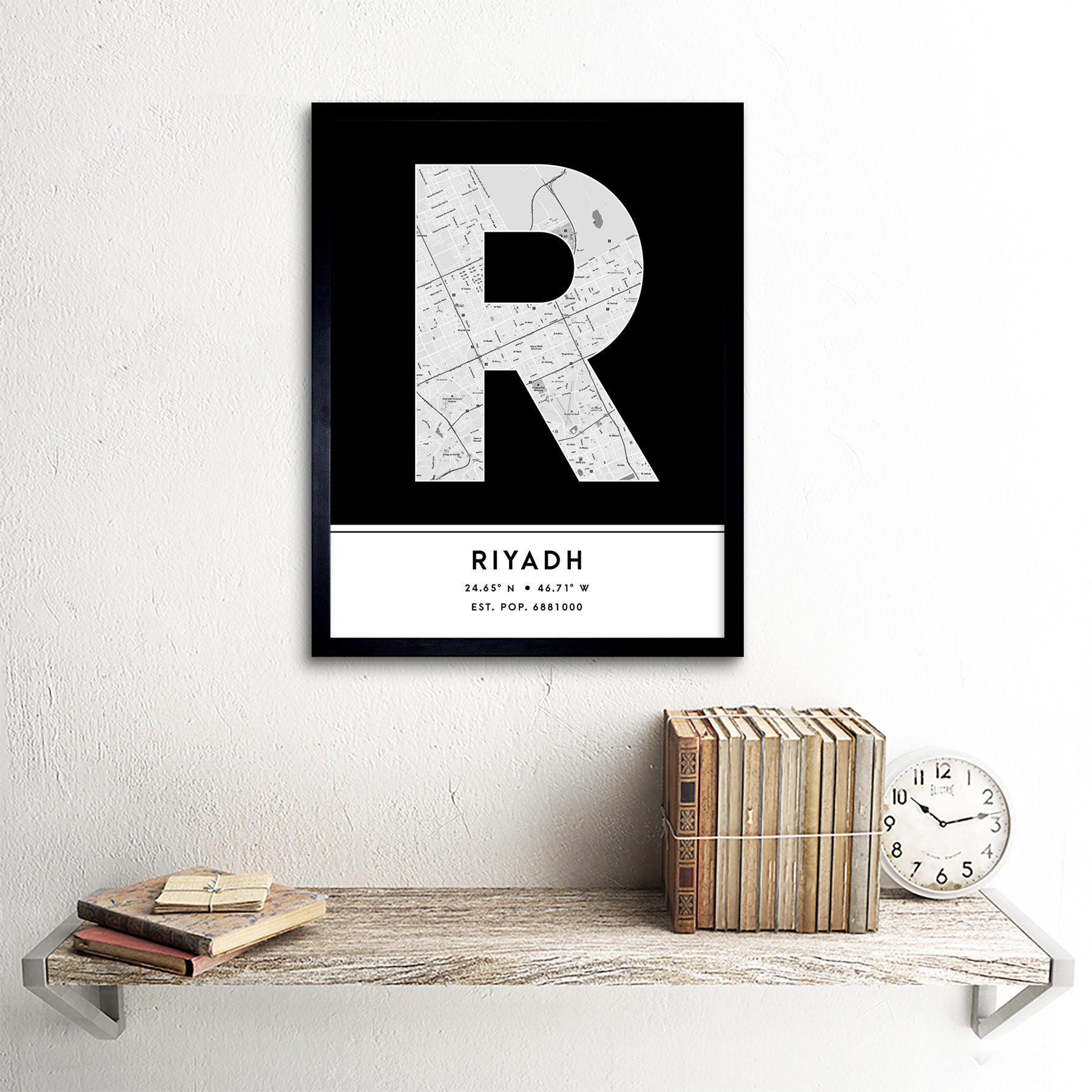 Wee Blue Coo Riyadh City Map Riyadh Black & White by Wee Blue Coo