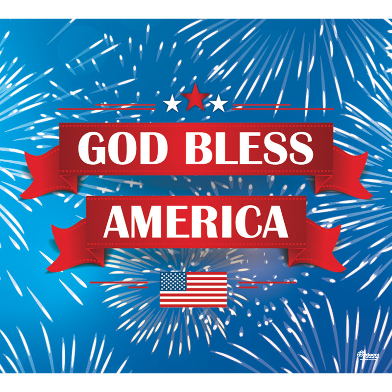 The Holiday Aisle® Fireworks God Bless America Garage Door Mural | Wayfair