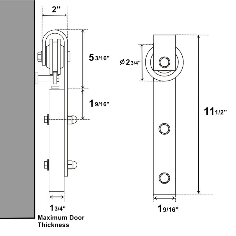 Vancleef Classic Design Standard Double Track Barn Door Hardware
