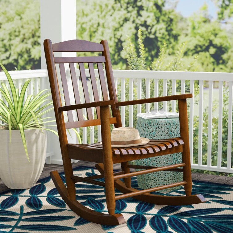 Solid Wood Rocking Chair Porch Rocker Indoor Outdoor Deck Patio Backyard Red