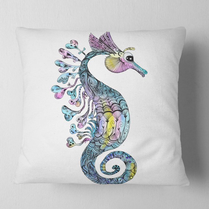 East Urban Home Designart Colourful Seahorse Watercolor Animal